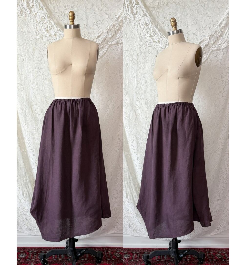 KL Playwear Brown 100% Linen Balloon Maxi Skirt one size